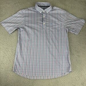 johnnie o Prep Formance Button Up Shirt White Short‎ Sleeve Mens Medium Striped